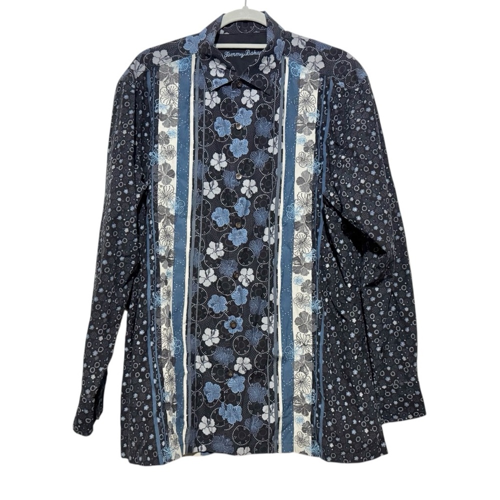 Tommy Bahama Blue/Gray/White Floral Button-Up Shirt